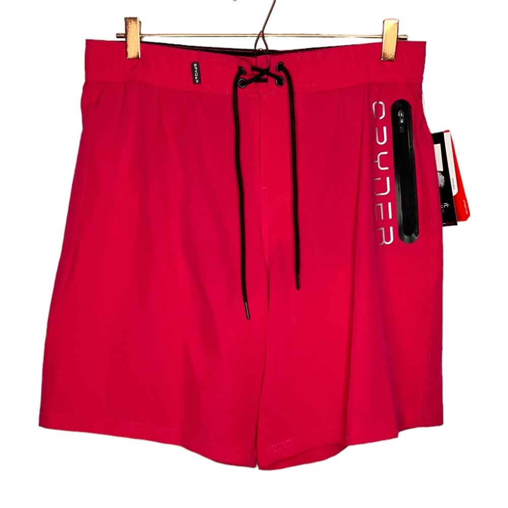 New‎ Spyder Men's Large L Berry Pink UV Protection Stretch Swim Trunks Beach